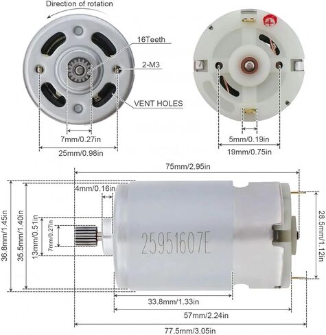 Cokyis RS555 DC Motor 16 Teath 24V 6300 دورة في الدقيقة حفر كهربائي محرك صغير مع 16 صندوق ترس عالي الأسنان للبراغي الكهربائي in Saudi Arabia