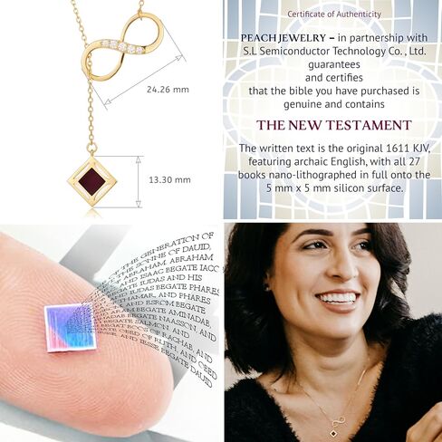 Nano Bible Infinity Necklace for Women – 925 Sterling Silver with Entire Holy KJV New Testament Engraved Pendant for Her – Religious Christian Jewelry Mothers Day Gift for Wife or Girlfriend in Kuwait