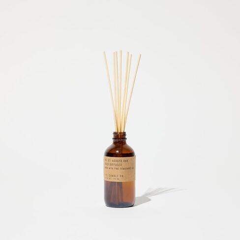 P.F. Candle Co. Amber & Moss Classic Scented Rattan Reed Diffuser (3.5 fl oz) Amber Glass Jar, Fine Fragrance Oil, Flame-Free Fragrance, Made in The U.S.A. in Saudi Arabia