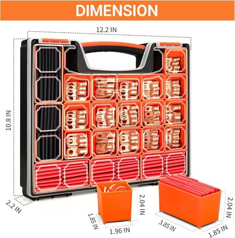 كبل Kuject 220pcs نهايات البطارية AWG 1 2 4 6 8 1/0 2/0 Gauge ، 110pcs مجموعة الأسلاك النحاسية الشاقية ، موصلات طرفية كابل البطارية مع 110pcs 3: 1 أنابيب تقليص الحرارة in Kuwait