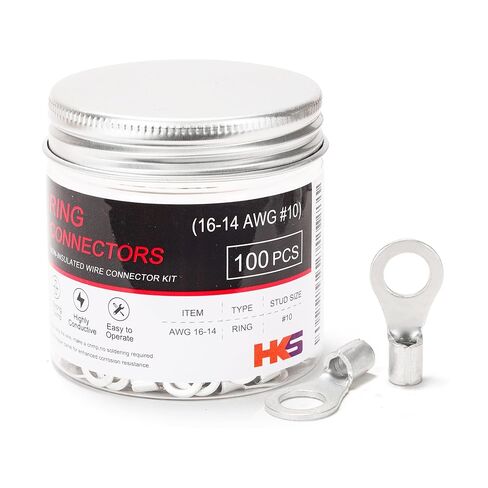 HKS 60PCS محطات حلقة غير معزولة ، #8 stud ، AWG 14-12 (2.5-4 مم مربع) موصلات تجعيد النحاس الأحمر المعلب ، حجم الترباس M4 ، العروات غير المعزولة للأسلاك الكهربائية وتطبيقات السيارات in Saudi Arabia