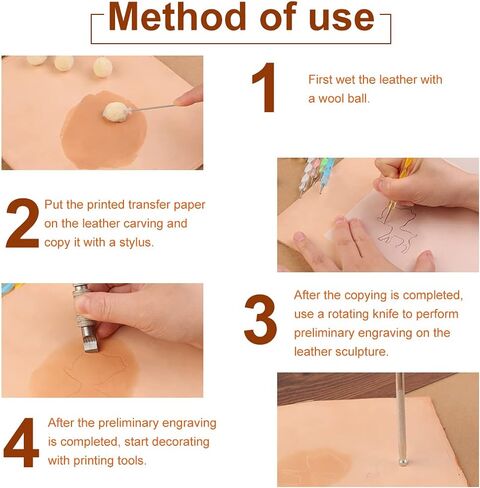 WONVOC 36 PCS Leather Letter Stamping Kit, 6mm Leather Letter Number Stamps, Leather Stamping Tools, with 6 Wool Daubers Ball Brush for DIY Leather Crafts in Kuwait