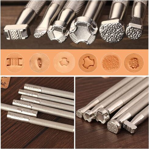 WONVOC 36 PCS Leather Letter Stamping Kit, 6mm Leather Letter Number Stamps, Leather Stamping Tools, with 6 Wool Daubers Ball Brush for DIY Leather Crafts in Kuwait