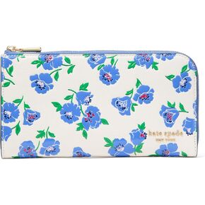 kate spade new york Devin Spring Pansies Embossed Saffiano Leather Zip Around Continental Wallet, Blush Cloud Multi in Kuwait