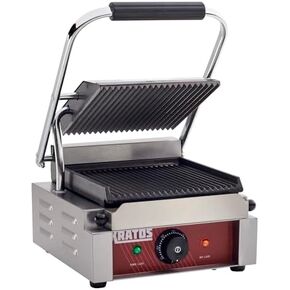 Kratos Commercial Electric Panini Sandwich Grill with Grooved Plates, 14" x 9" Cooking Surface, Commercial Countertop Panini Press, 120V, 1750W (29Y-020) in Kuwait
