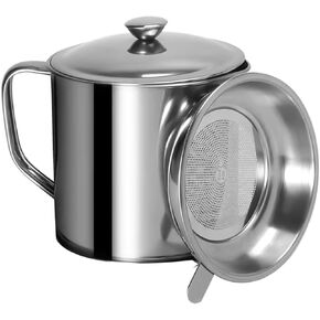 Grease Container with Fine Mesh Strainer, Lid and Easy-Grip Handle (1 L) in Saudi Arabia