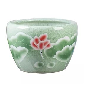 Small Fish Tank Courtyard Garden Large Fish Tank Lotus Water Lily Pot Ceramic Tank Goldfish Basin Indoor Fish Tank Decoration Fish Tank Kit(53cm) in Kuwait