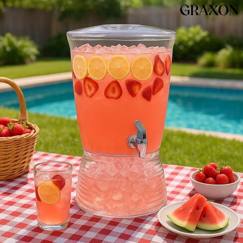 Drink Dispensers for Parties (2.5 Gallon) Large Plastic Water Dispenser for Counter Tops, No Mess, Easy to Assemble & Wash, Up to 40 Drinks in Kuwait