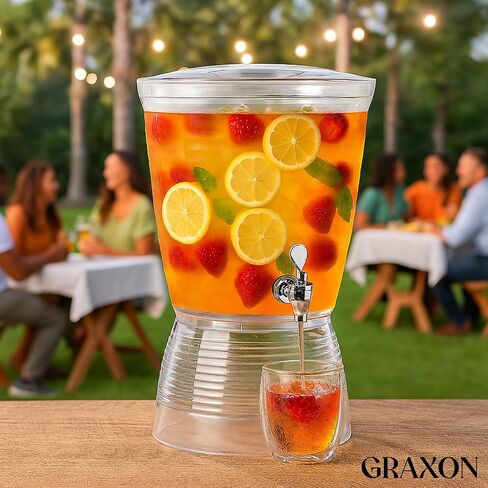 Drink Dispensers for Parties (2.5 Gallon) Large Plastic Water Dispenser for Counter Tops, No Mess, Easy to Assemble & Wash, Up to 40 Drinks in Kuwait