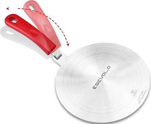 9.45 inch Heat Diffuser Stainless Steel Induction Diffuser Plate for Electric Gas Stove Glass Induction Cooktop, Induction Adapter Plate with Detachable Handle, Black in Saudi Arabia