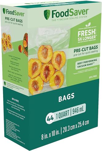 FoodSaver Quart Pre-Cut Vacuum Seal Bags, Easy Use Vacuum Storage Bags, Align to Seal and Tear to Open Vacuum Sealer Storage Bags, 43 Pack in Saudi Arabia