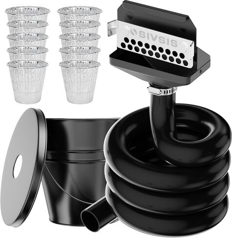 Magnetic Rear Grease Drainage Funnel for Blackstone, Griddle Grease Catcher for Blackstone, 0.6 Gal Bucket W/Lid, 10 Aluminum Drip Liners, 304 Stainless Movable Grease Gate, Blackstone Accessory in Kuwait