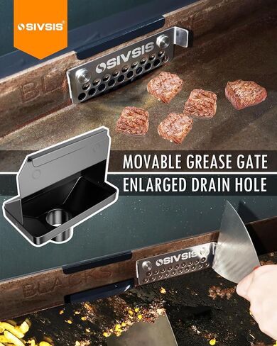 Magnetic Rear Grease Drainage Funnel for Blackstone, Griddle Grease Catcher for Blackstone, 0.6 Gal Bucket W/Lid, 10 Aluminum Drip Liners, 304 Stainless Movable Grease Gate, Blackstone Accessory in Kuwait