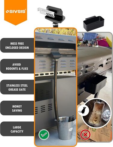 Magnetic Rear Grease Drainage Funnel for Blackstone, Griddle Grease Catcher for Blackstone, 0.6 Gal Bucket W/Lid, 10 Aluminum Drip Liners, 304 Stainless Movable Grease Gate, Blackstone Accessory in Kuwait