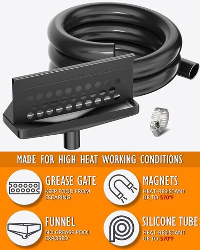 Rear Grease Drainage System for Blackstone Griddle, Equipped with Rear Grease Catcher Funnel, 10-Pack Disposable Foil Liners, Drip Grease Bucket W/Lid and Grease Trap, Blackstone Griddle Accessory in Kuwait