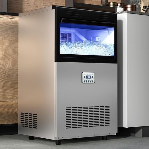 YITAHOME 120Lbs Commercial Ice Maker Machine ETL & DOE Certificated, Under Counter Ice Machine Commercial, Big Ice Makers Freestanding for Home Cafe Bar Restaurant 50pcs with 33lbs Storage Bin in Kuwait