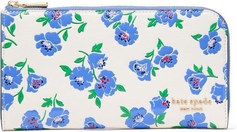 kate spade new york Devin Spring Pansies Embossed Saffiano Leather Zip Around Continental Wallet, Blush Cloud Multi in Kuwait