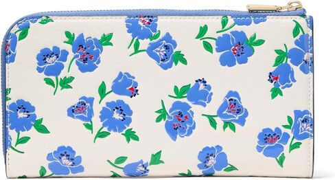 kate spade new york Devin Spring Pansies Embossed Saffiano Leather Zip Around Continental Wallet, Blush Cloud Multi in Kuwait
