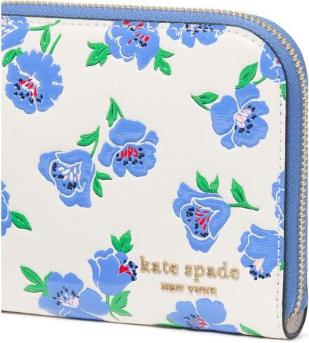 kate spade new york Devin Spring Pansies Embossed Saffiano Leather Zip Around Continental Wallet, Blush Cloud Multi in Kuwait