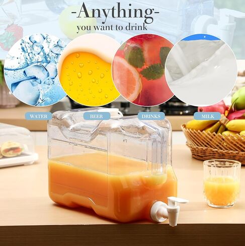 Drink Dispenser for Fridge Refrigerator Plastic Reusable Water Dispensers Bottle with Spigot BPA Free for Party Outdoors Home Office Activities(2 Gallon) in Kuwait