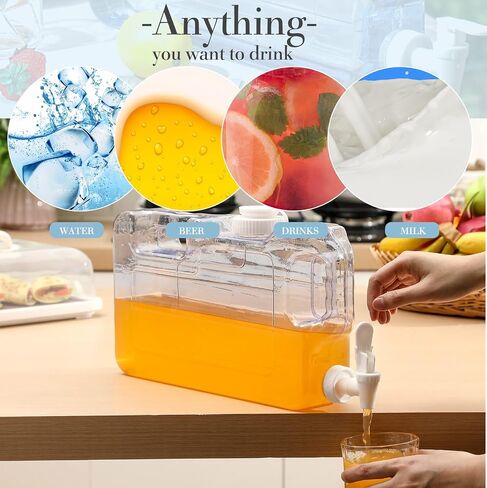 Drink Dispenser for Fridge Refrigerator Plastic Reusable Water Dispensers Bottle with Spigot BPA Free for Party Outdoors Home Office Activities(2 Gallon) in Kuwait