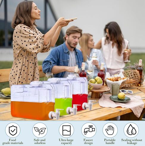 Drink Dispenser for Fridge Refrigerator Plastic Reusable Water Dispensers Bottle with Spigot BPA Free for Party Outdoors Home Office Activities(2 Gallon) in Kuwait
