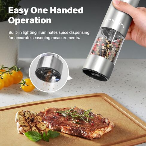 Electric Salt and Pepper Grinder Set,Automatic Salt and Pepper Shakers set Rechargeable Stainless Steel Spice Grinder for Kitchen in Saudi Arabia