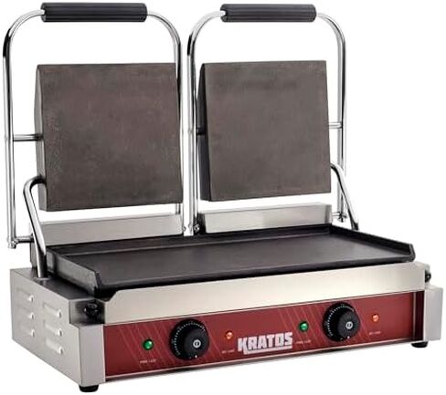 Kratos Commercial Panini Sandwich Grill Grooved Top w/Smooth Bottom Plate | 14" x 9" Cooking Surface, Electric Commercial Countertop Panini Press, 120V, 1750W (29Y-022) in Saudi Arabia