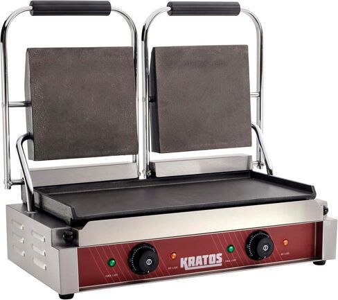 Kratos Commercial Panini Sandwich Grill Grooved Top w/Smooth Bottom Plate | 14" x 9" Cooking Surface, Electric Commercial Countertop Panini Press, 120V, 1750W (29Y-022) in Saudi Arabia