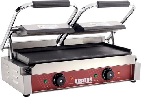 Kratos Commercial Panini Sandwich Grill Grooved Top w/Smooth Bottom Plate | 14" x 9" Cooking Surface, Electric Commercial Countertop Panini Press, 120V, 1750W (29Y-022) in Saudi Arabia