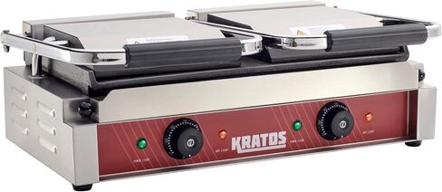Kratos Commercial Panini Sandwich Grill Grooved Top w/Smooth Bottom Plate | 14" x 9" Cooking Surface, Electric Commercial Countertop Panini Press, 120V, 1750W (29Y-022) in Saudi Arabia