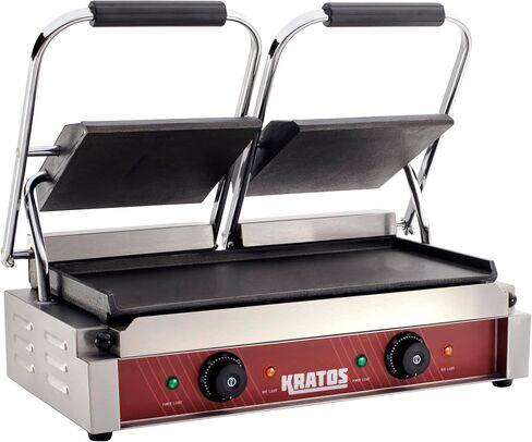 Kratos Commercial Panini Sandwich Grill Grooved Top w/Smooth Bottom Plate | 14" x 9" Cooking Surface, Electric Commercial Countertop Panini Press, 120V, 1750W (29Y-022) in Saudi Arabia