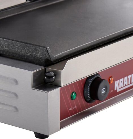 Kratos Commercial Panini Sandwich Grill Grooved Top w/Smooth Bottom Plate | 14" x 9" Cooking Surface, Electric Commercial Countertop Panini Press, 120V, 1750W (29Y-022) in Saudi Arabia