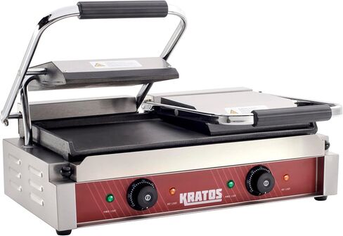Kratos Commercial Panini Sandwich Grill Grooved Top w/Smooth Bottom Plate | 14" x 9" Cooking Surface, Electric Commercial Countertop Panini Press, 120V, 1750W (29Y-022) in Saudi Arabia
