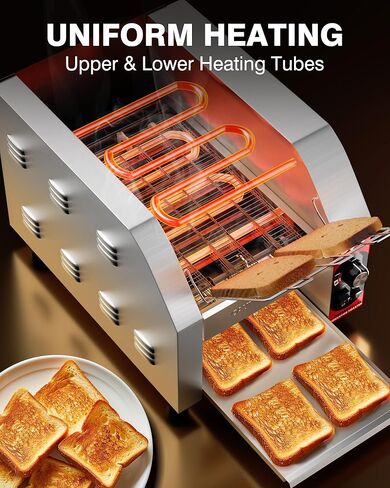 PYY Commercial Commercial Commercial Toaster - 450 Slice/H محامصات الحزام الصناعي الكهربائي الفرن من الفولاذ المقاوم للصدأ من أجل Bun Bagel Bread Restaurant مع شهادة ETL 1800W in Kuwait
