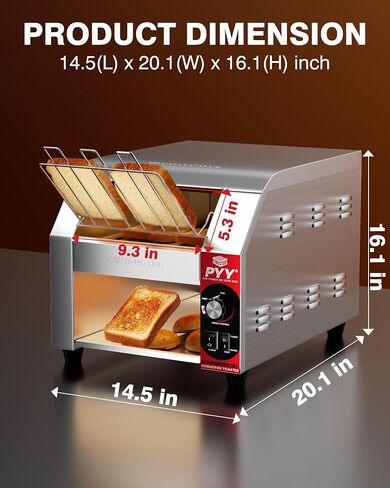 PYY Commercial Commercial Commercial Toaster - 450 Slice/H محامصات الحزام الصناعي الكهربائي الفرن من الفولاذ المقاوم للصدأ من أجل Bun Bagel Bread Restaurant مع شهادة ETL 1800W in Kuwait