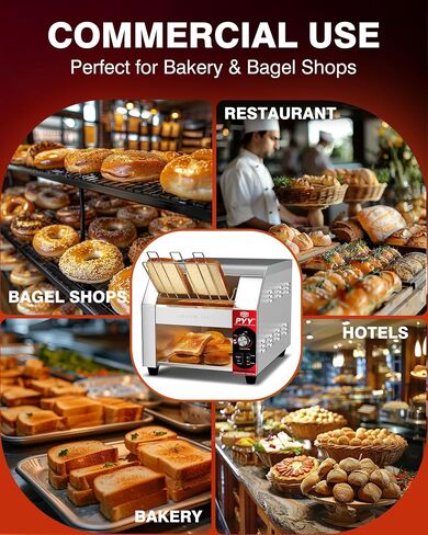 PYY Commercial Commercial Commercial Toaster - 450 Slice/H محامصات الحزام الصناعي الكهربائي الفرن من الفولاذ المقاوم للصدأ من أجل Bun Bagel Bread Restaurant مع شهادة ETL 1800W in Kuwait