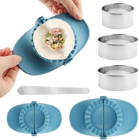 3pcs صانع الزلابية مع 3 قطع العجين وملعقة حشو ، Pierogi Maker Press Empanadas Press Mould Set DIY Wrapper for pierogi pierogi pastelitos wonton in Saudi Arabia