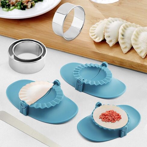 3pcs صانع الزلابية مع 3 قطع العجين وملعقة حشو ، Pierogi Maker Press Empanadas Press Mould Set DIY Wrapper for pierogi pierogi pastelitos wonton in Saudi Arabia