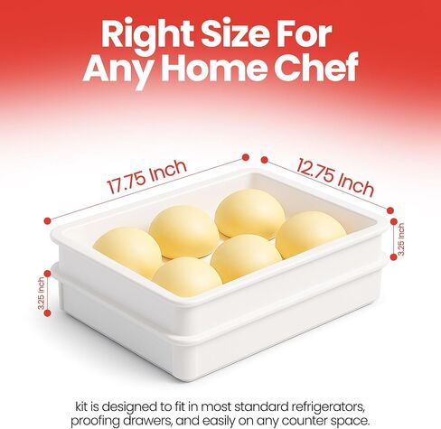 طقم صندوق عجين/عجين/خبز من Doughmate® - 2 صواني ، وغطاء ، وكاشطة العجين - مصنوعة في الولايات المتحدة الأمريكية ، أو جهة اتصال معتمدة - صواني تجارية للاستخدام في المنزل ، أو الأجهزة المحمولة ، أو البيتزا - قابلة للتكديس ودائم in Kuwait
