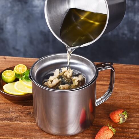 Grease Container with Fine Mesh Strainer, Lid and Easy-Grip Handle (1 L) in Saudi Arabia