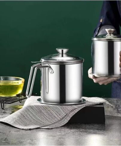 Grease Container with Fine Mesh Strainer, Lid and Easy-Grip Handle (1 L) in Saudi Arabia
