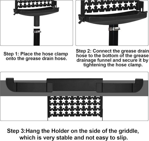 Blackstone Upgraded Rear Griddle Grease Catcher – BBQ Oil Drainer & Grease Funnel with Spatula Holder, Compatible Drain Kit for 36", 28", 22", and 17" Blackstone Griddles in Saudi Arabia