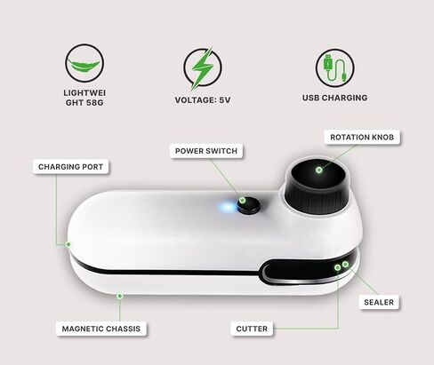 Mini Bag Sealer and Cutter, 2 in 1 Portable USB Rechargeable Chip Heat Sealing Machine for Plastic Snacks Food Storage Bag Opener in Saudi Arabia
