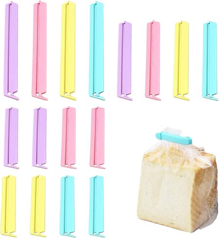 16-PCS Food Bag Clips - Plastic Clips for Snacks,Cereal,Bread Bags (2.6" Small, 3.5" Medium, 5.5" Large) | Airtight Seal Keeps Food Fresh | Pantry & Kitchen Organization Essentials (16Suit) in Saudi Arabia