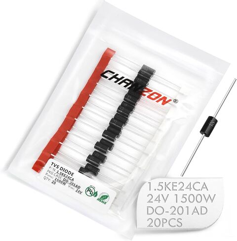 (Pack of 20 Pieces) Chanzon TVS Diodes 1.5KE24CA 1500W 24V DO-201AD (DO-27) Bidirectional Channel 1500 Watt 24 Volt in Saudi Arabia
