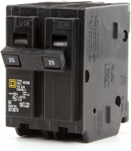 Square D HOM250 50 AMP (50a) Pole Double Pole (2 عمود) قاطع دائرة هوم خط الشلية ، 120/240V AC ، 10KAIC ، مكونات مكونة لمراكز تحميل هوم خط ، قاطع استبدال جديد-حزمة 1 in Kuwait