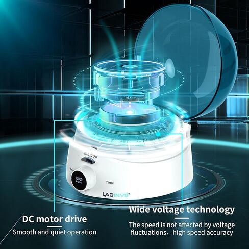 Mini Centrifuge Machine, 10000RPM, OLED Display High Speed Lab Benchtop Centrifuges, 3-in1 Rotor for 0.5/1.5/2mL Tubes, and 4×PCR8 Strips, 0.2mL×44 PCR Tubes, IN-CEN001 in Kuwait