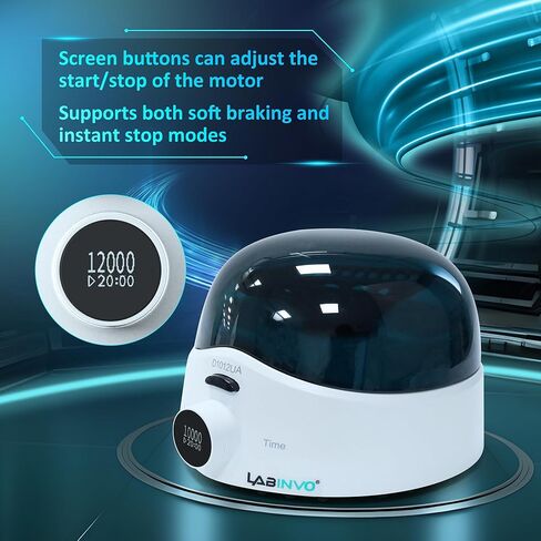 Mini Centrifuge Machine, 10000RPM, OLED Display High Speed Lab Benchtop Centrifuges, 3-in1 Rotor for 0.5/1.5/2mL Tubes, and 4×PCR8 Strips, 0.2mL×44 PCR Tubes, IN-CEN001 in Kuwait