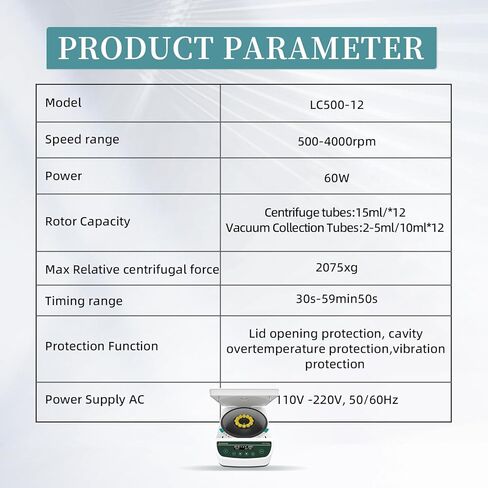 آلة الطرد المركزي PRP PRF 2ML-5ML/10ML/15MLX8 السرعة 500-4000RPM 1967XG RCF LAB BENCHTOP Centrifuges Store 9 Programs Timer 30SEC-99MIN in Kuwait